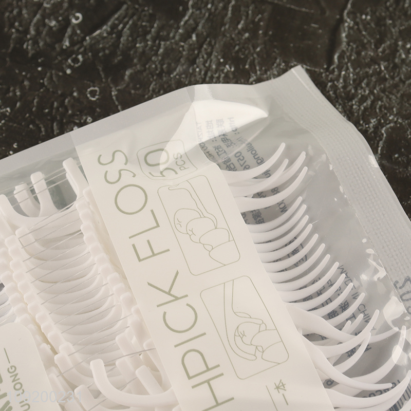 Good Quality 50 Pieces Disposable Dental Floss Picks for Teeth Cleaning