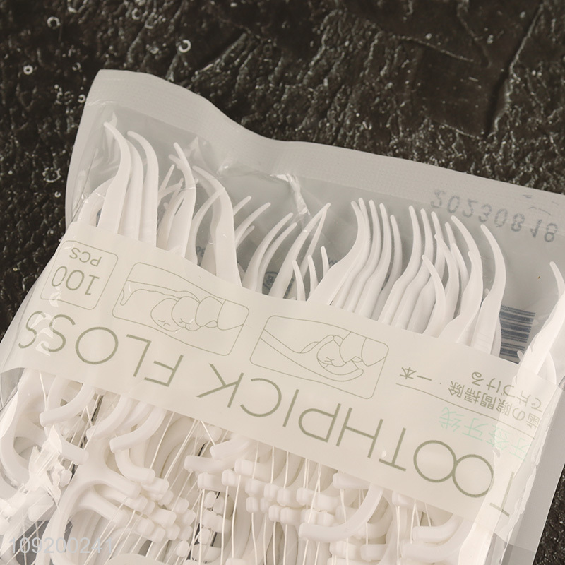New Arrival 100 Pieces Disposable Dental Floss Picks for Men Women