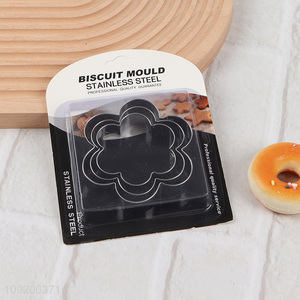 Top quality 3pcs flower shape cookies mold biscuit mould set