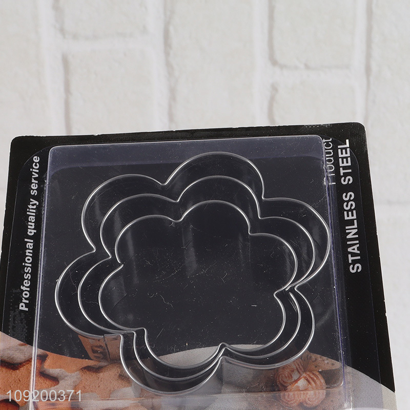 Top quality 3pcs flower shape cookies mold biscuit mould set
