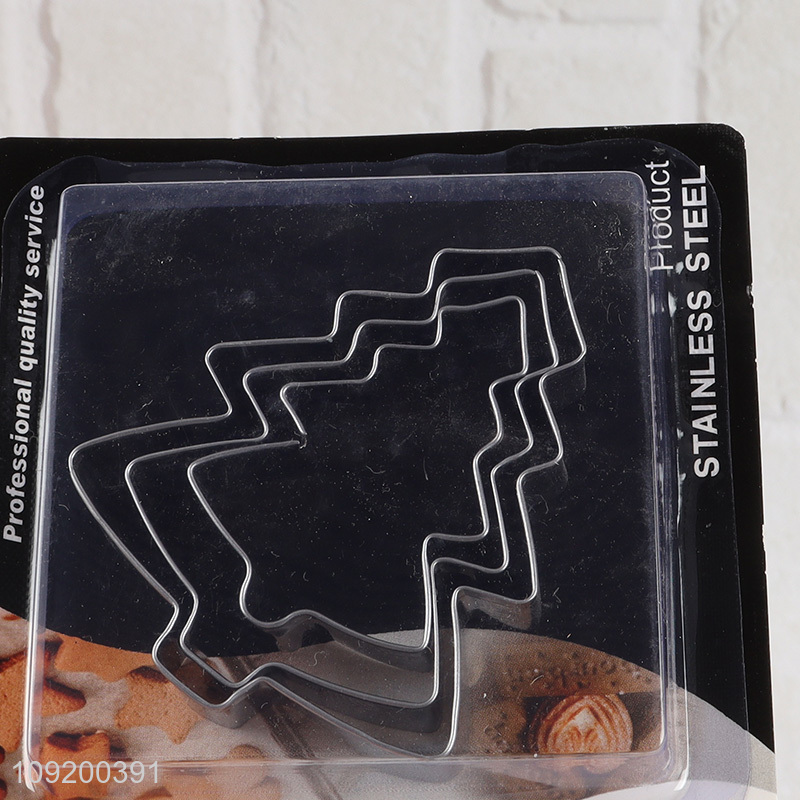 Top selling 3pcs christmas tree shape cookies cutter cookies mold biscuit mould