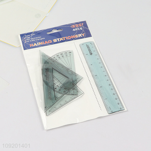 China factory 4pcs plastic students stationery ruler set for sale