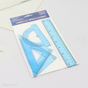 China supplier 4pcs professional plastic ruler set for stationery