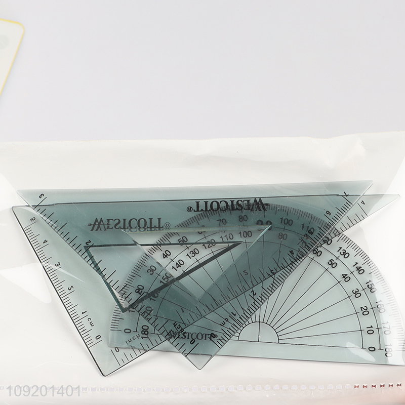 China factory 4pcs plastic students stationery ruler set for sale