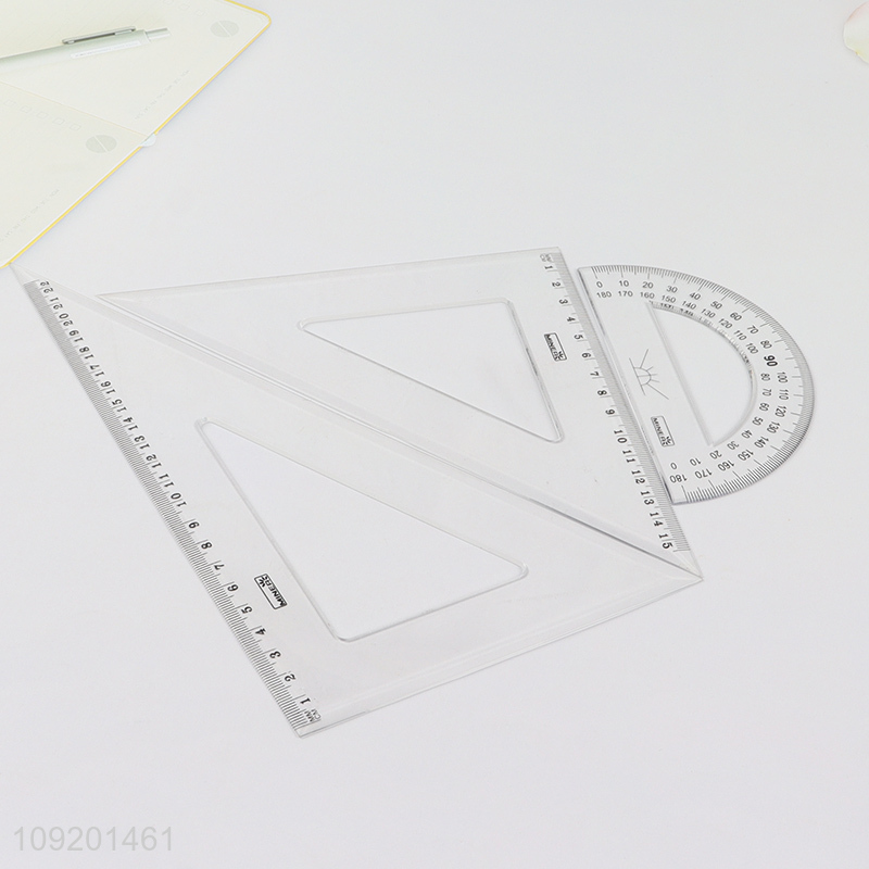 Most popular clear 4pcs professional plastic school students ruler set