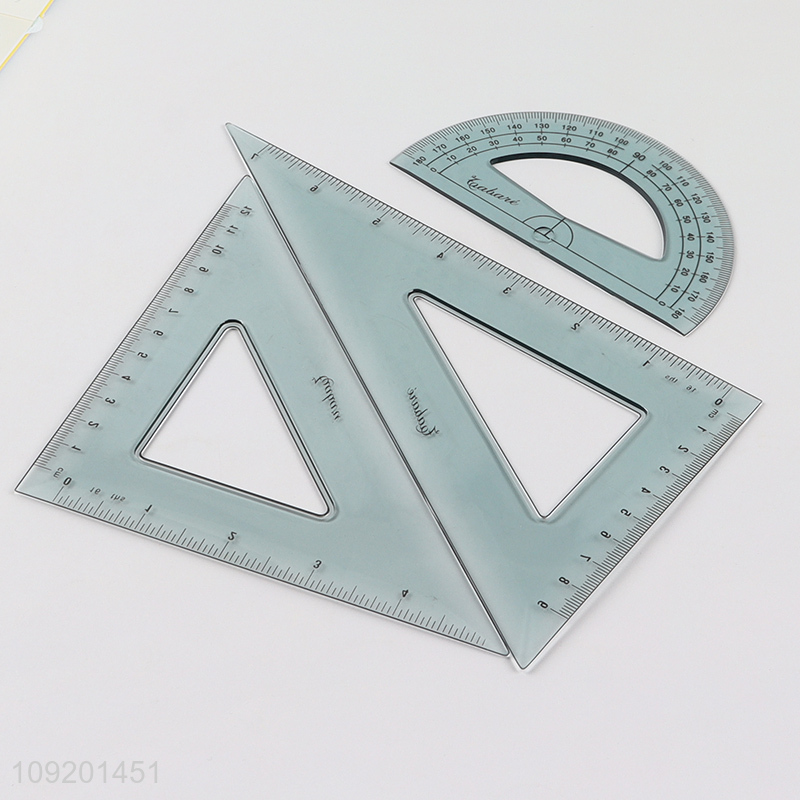 Factory price 4pcs school students stationery plastic ruler set