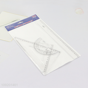 Most popular clear 4pcs professional plastic school students ruler set