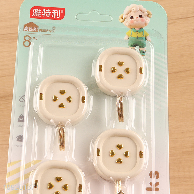 Good quality 4pcs button shape household sticky hook wall hook