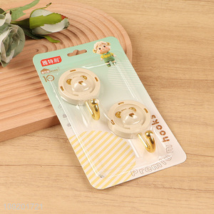 Top sale 2pcs round bear shape bathroom kitchen sticky hook wall hook