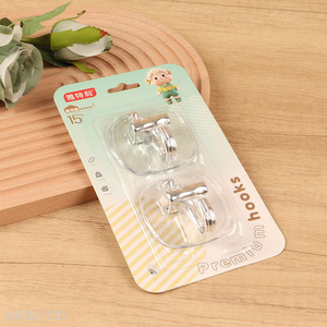Low price 2pcs clear household sticky hook adhesive hook set