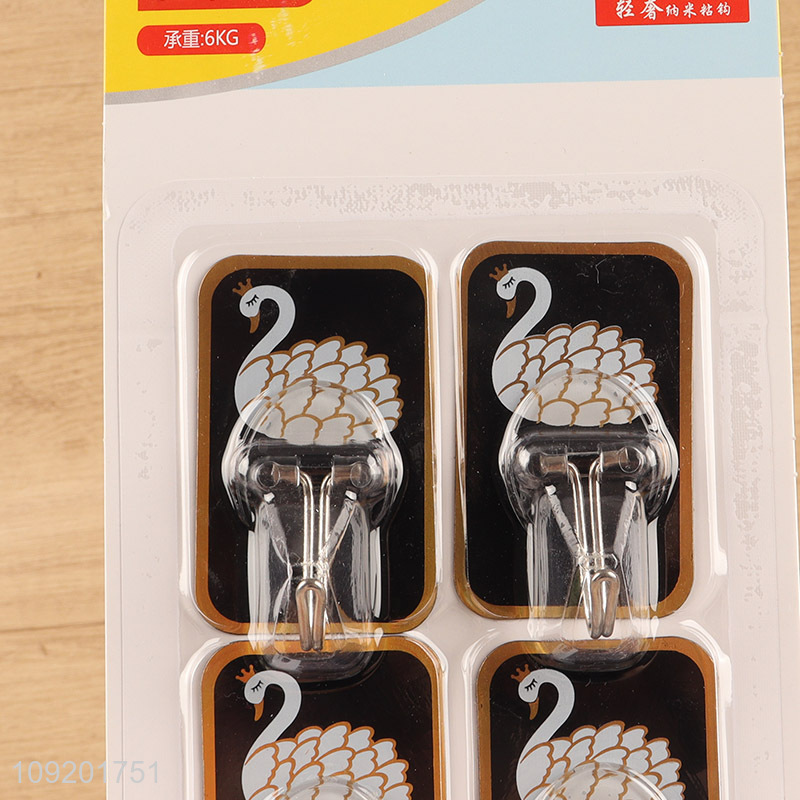 Most popular 4pcs bathroom sticky hook adhesive hook on wall