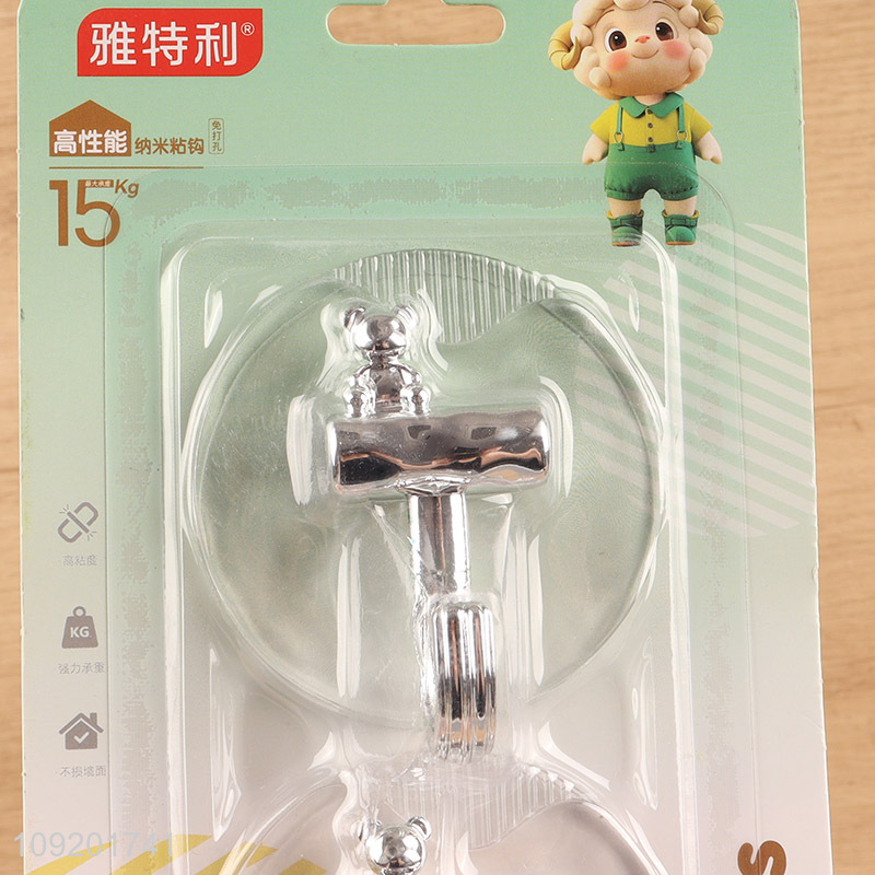 China supplier 2pcs round clear sticky hook adhesive hook set