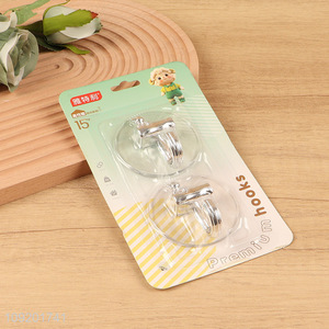 China supplier 2pcs round clear sticky hook adhesive hook set