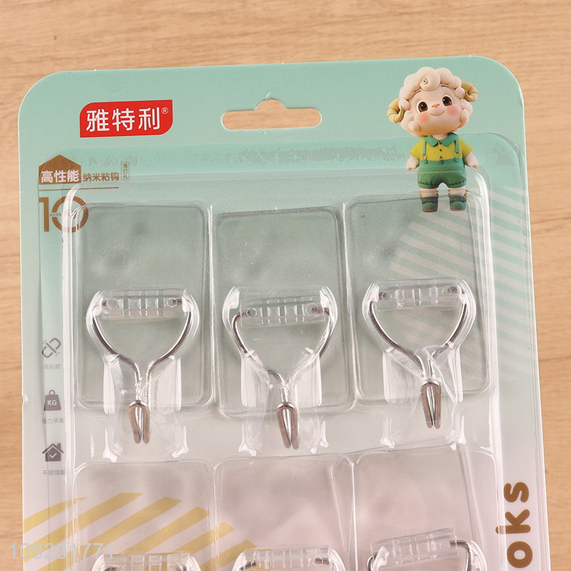Best sale 6pcs clear rectangle sticky hook adhesive hook set wholesale