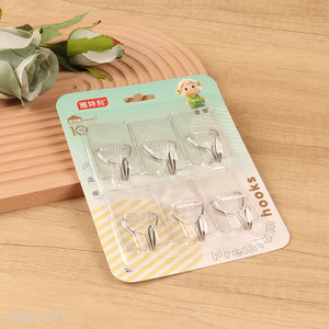 Best sale 6pcs clear rectangle sticky hook adhesive hook set wholesale