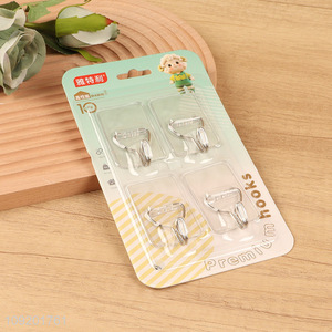 Yiwu market rectangle 4pcs clear sticky hook adhesive hook set