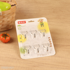 High quality 6pcs acrylic clear sticky hook adhesive hook set