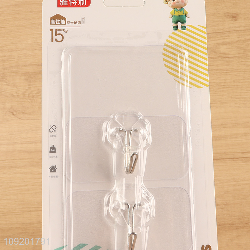 Factory price 4pcs clear bathroom sticky hook adhesive hook set