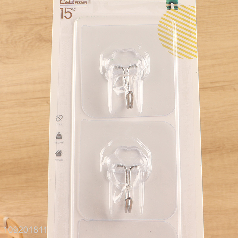 Yiwu market 3pcs clear sticky hook adhesive hook for bathroom kitchen