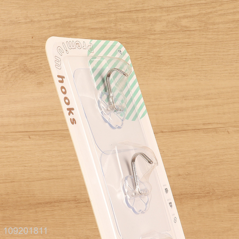 Yiwu market 3pcs clear sticky hook adhesive hook for bathroom kitchen