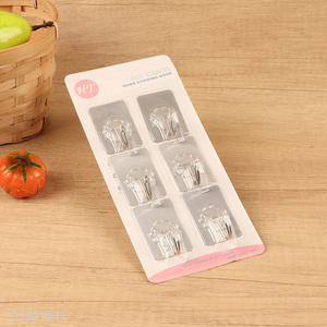 China supplier 6pcs silver rectangle sticky hook adhesive hook set