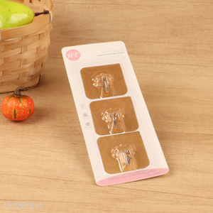 Factory supply 3pcs golden square sticky hook adhesive hook for sale