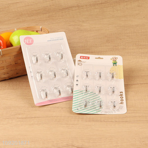 China products 9pcs clear rectangle sticky hook adhesive hook set