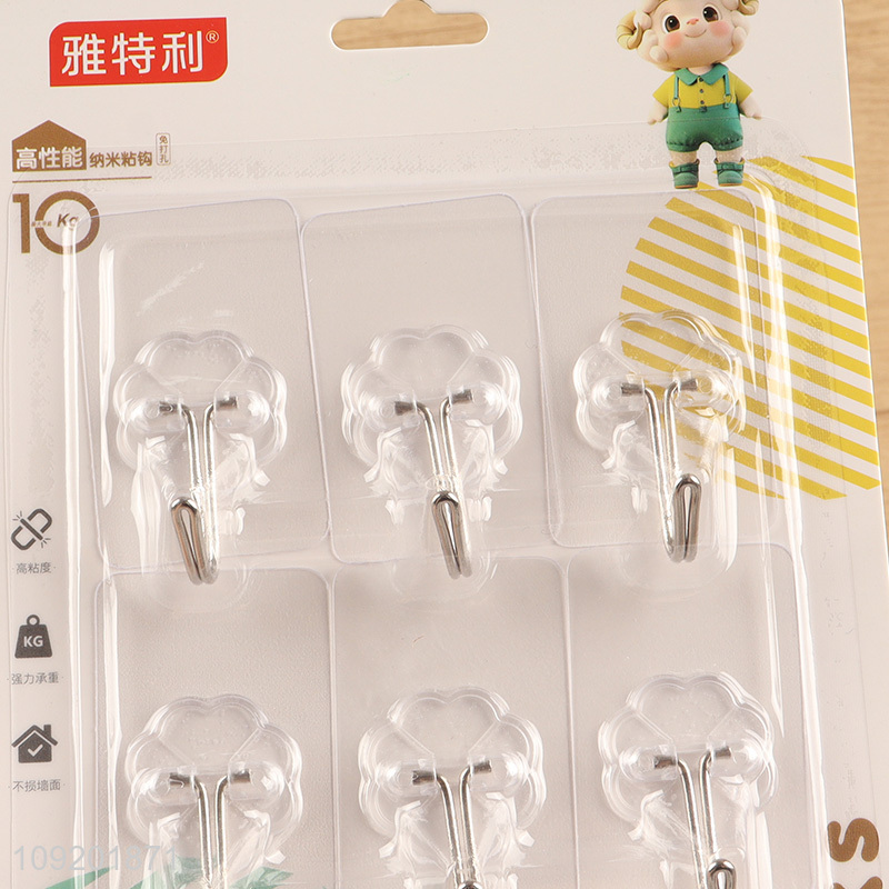 China products 0pcs clear rectangle sticky hook adhesive hook set