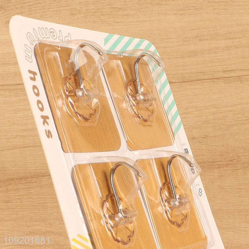 New arrival 4pcs golden household sticky hook adhesive hook set