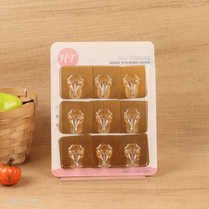 Latest products 9pcs golden household sticky hook adhesive hook set