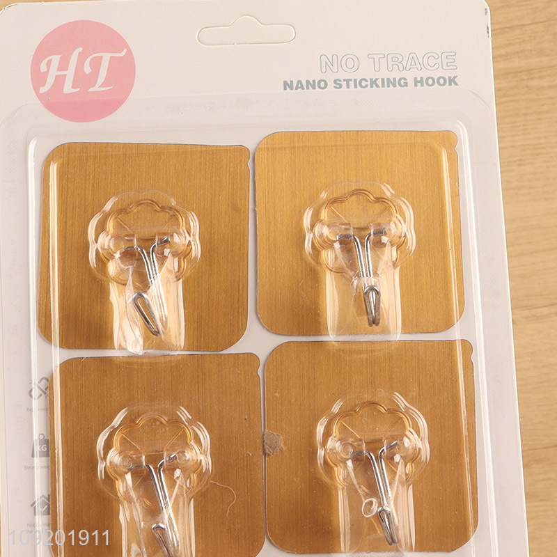 Popular products 6pcs golden sticky hook adhesive hook for household