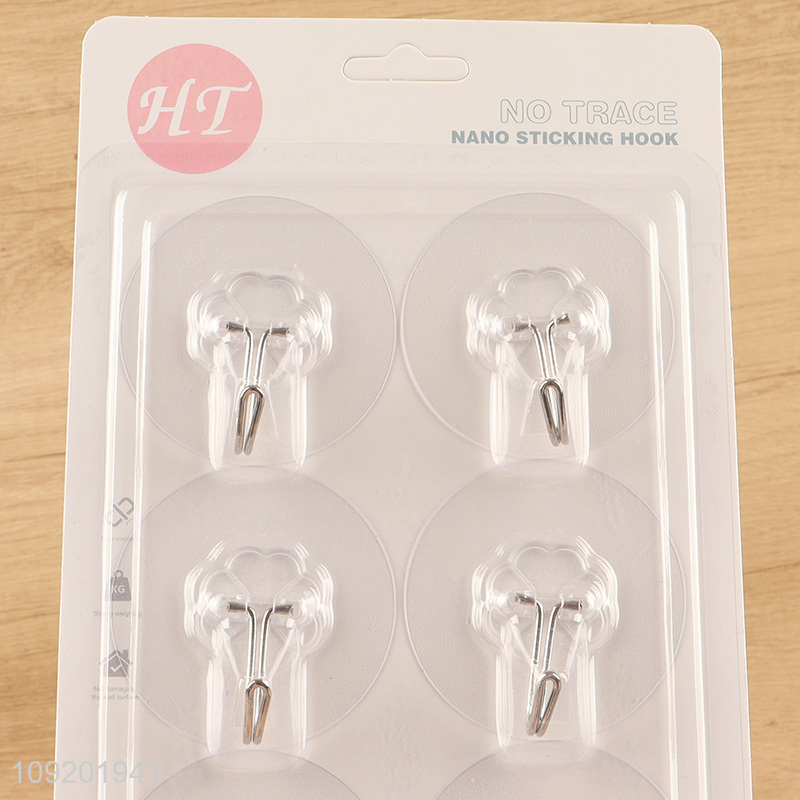 China products 6pcs clear round sticky hook adhesive hook set