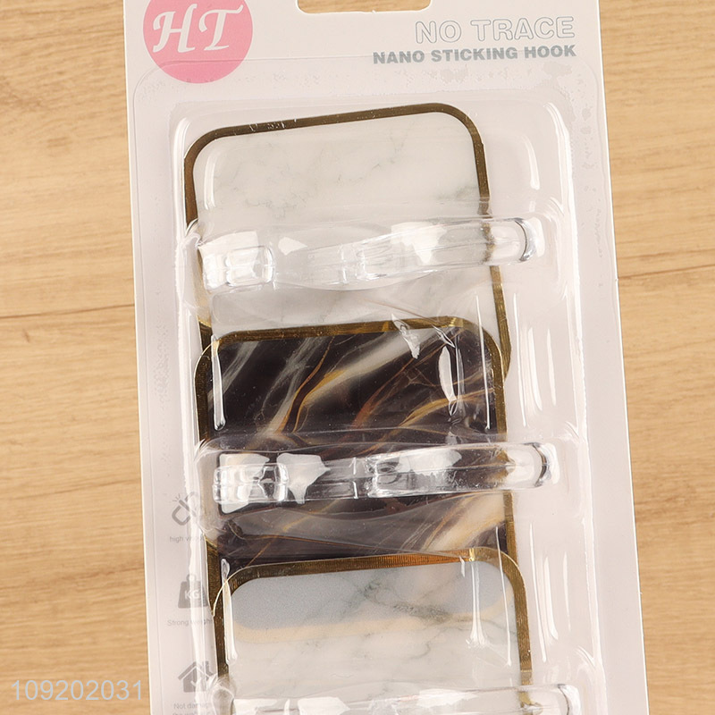 Top quality 4pcs marble pattern sticky hook adhesive hook for sale