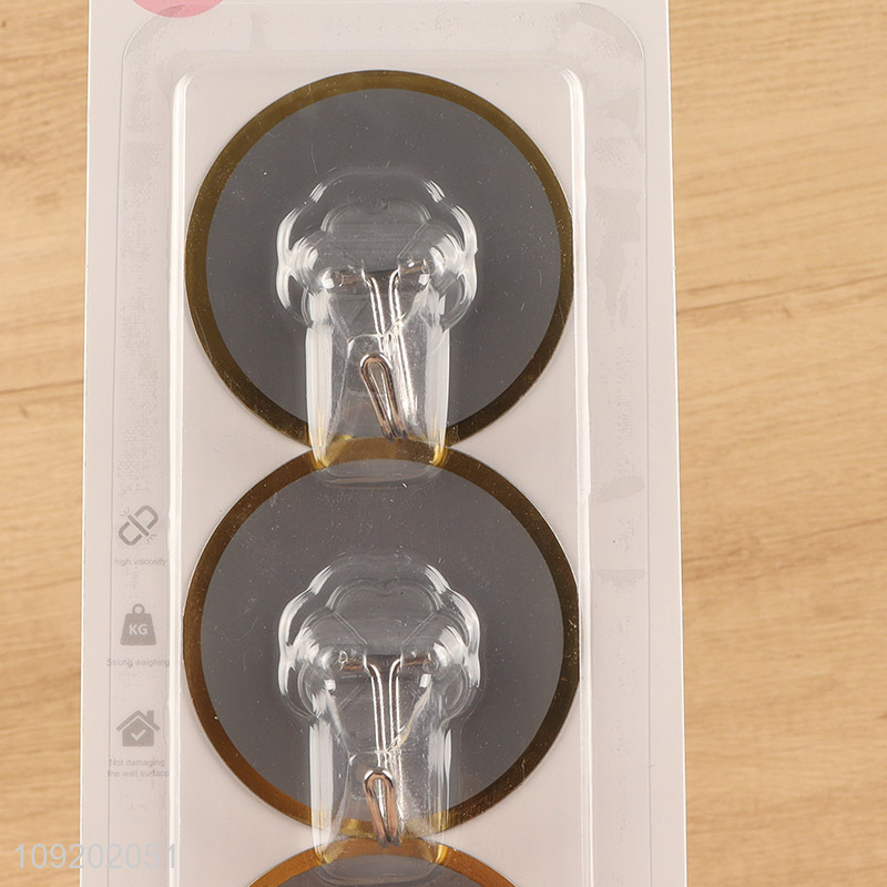 Low price 3pcs round bathroom kitchen sticky hook adhesive hook