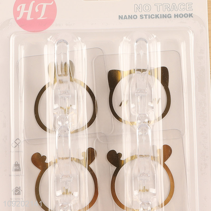 Most popular 6pcs clear household sticky hook adhesive hook set