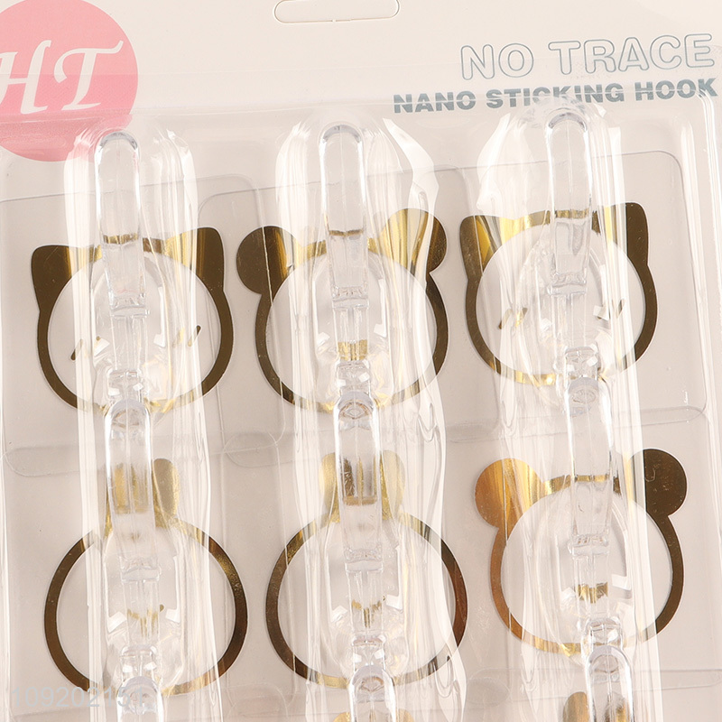 Hot products 9pcs clear bathroom sticky hook adhesive hook for sale