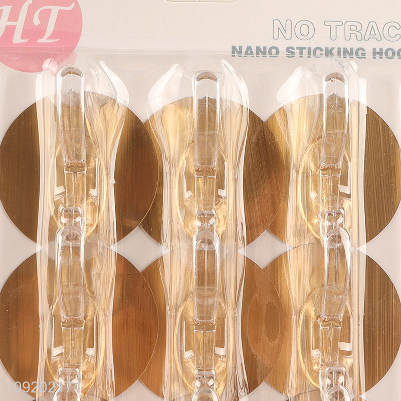 Top selling 9pcs golden round sticky hook adhesive hook for household