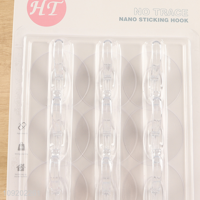 Best selling 12pcs round clear home sticky hook adhesive hook