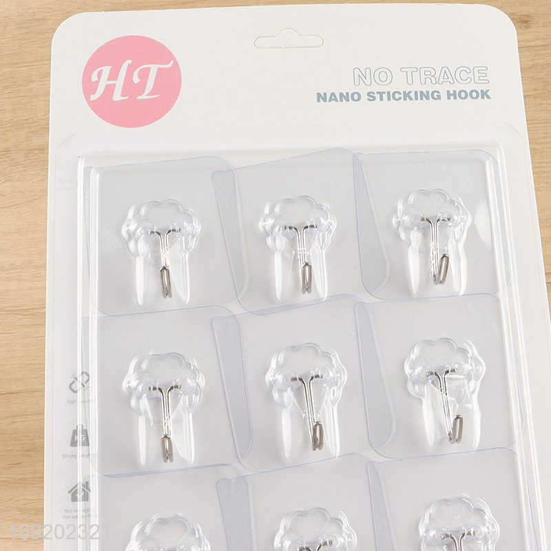 Popular products 6pcs clear household sticky hook adhesive hook set