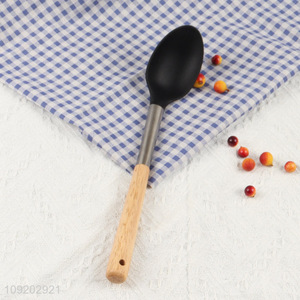 China factory wooden handle nylon kitchen utensil basting spoon