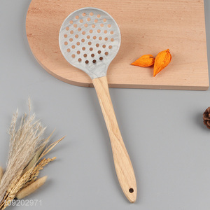 Hot items professional silicone kitchen utensil cooking skimmer with wooden handle