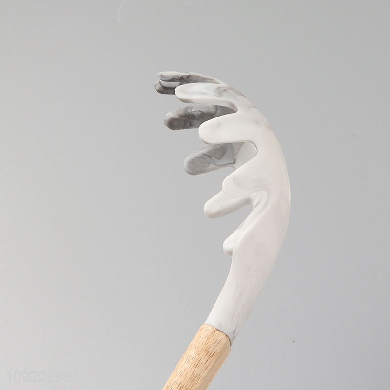 Latest products silicone kitchen utensil spaghetti spatula with wooden handle