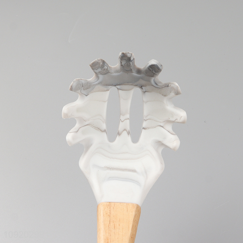 Latest products silicone kitchen utensil spaghetti spatula with wooden handle