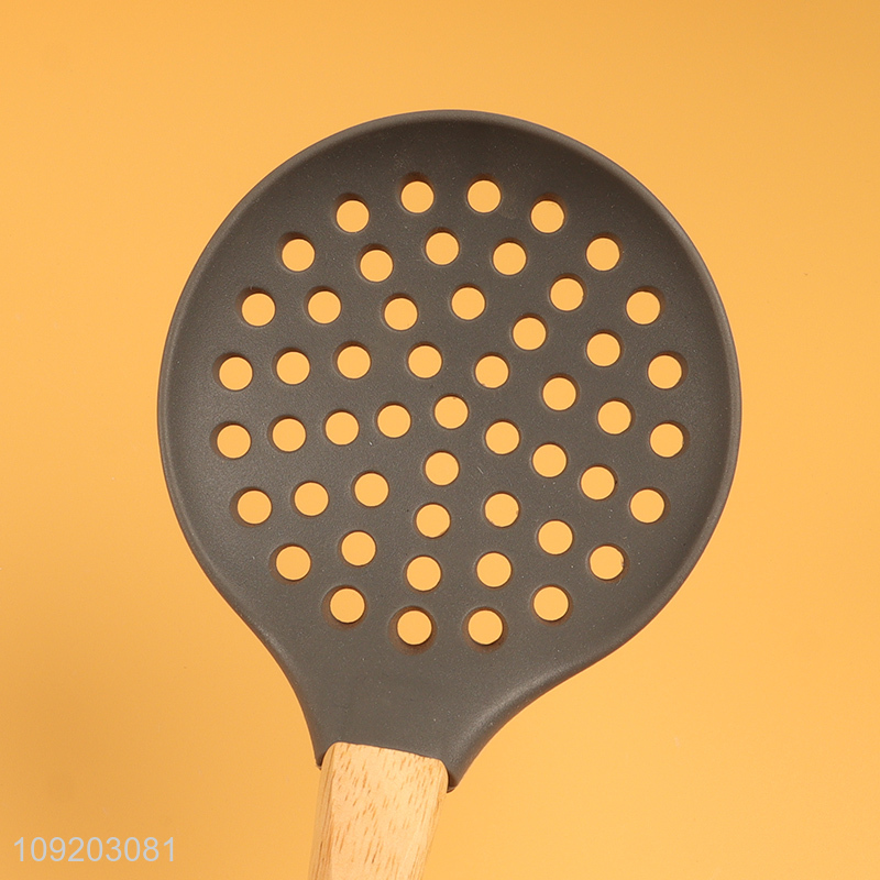 New arrival nylon home kitchen utensil cooking skimmer with wooden handle