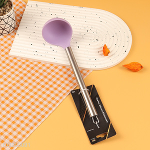 Most popular stainless steel handle silicone soup ladle for sale