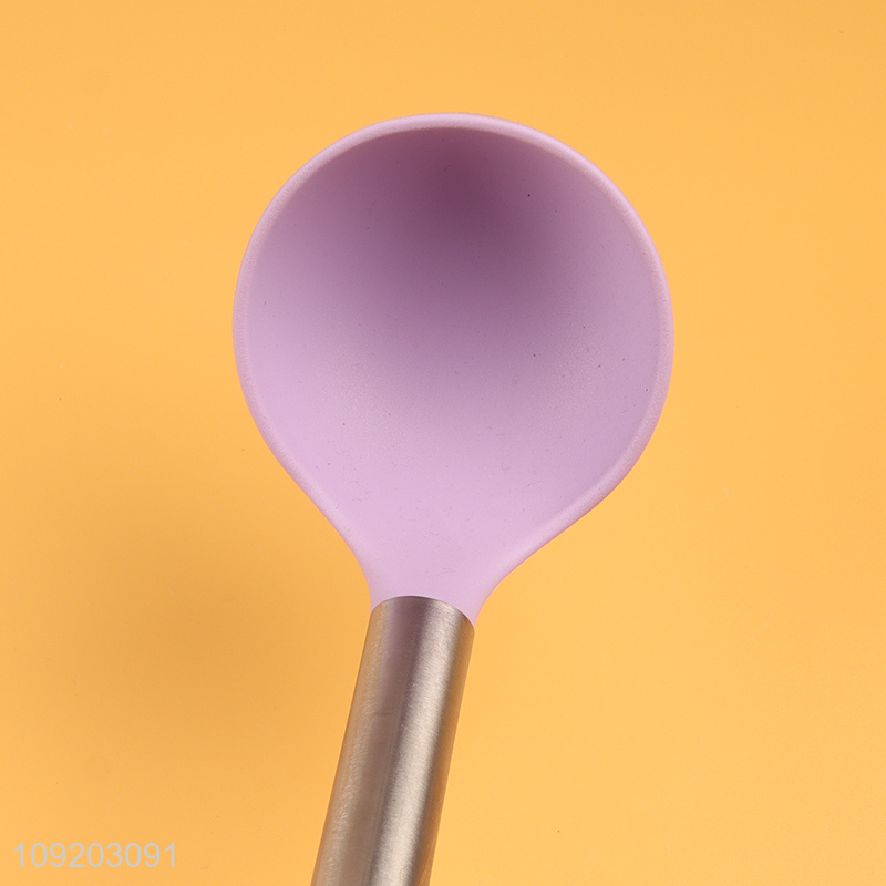 Most popular stainless steel handle silicone soup ladle for sale