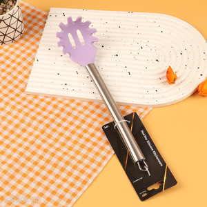Factory supply silicone kitchen utensil spaghetti spatula with stainless steel handle