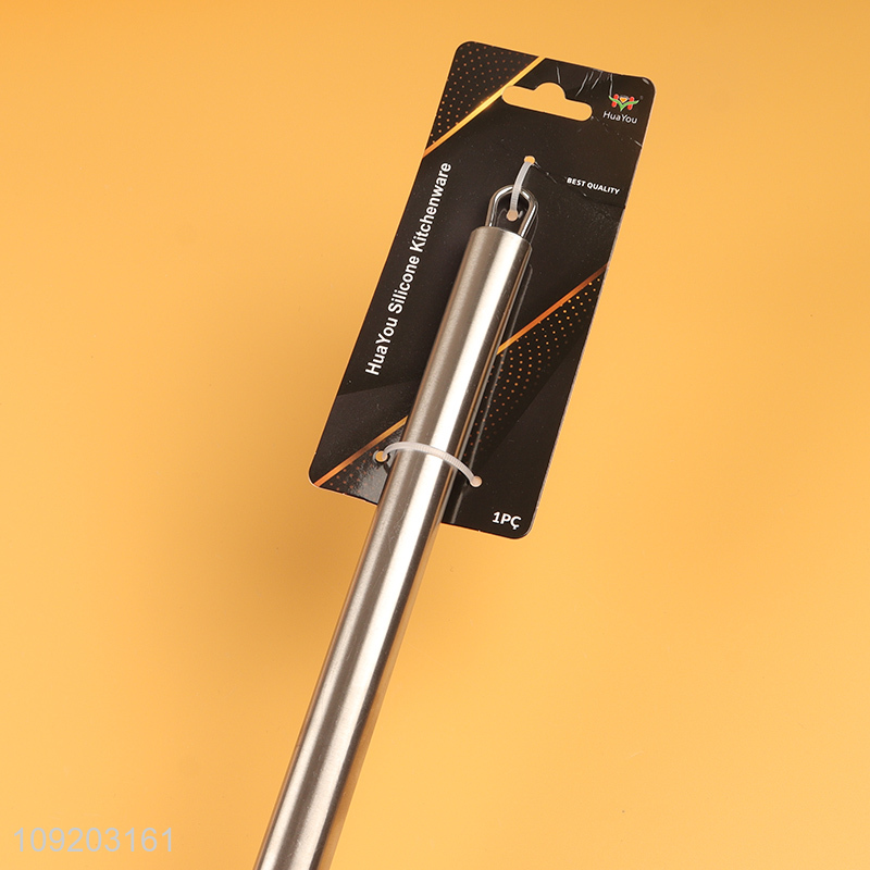 Latest products long handle silicone kitchen utensil slotted ladle for sale