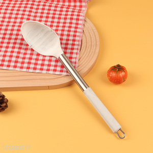 Top quality silicone kitchen utensil slotted spoon with stainless steel handle