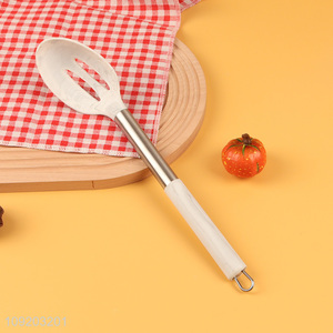 Hot selling stainless steel handle silicone kitchen utensil slotted ladle